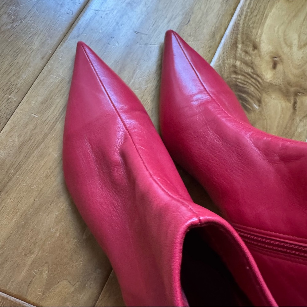 NWT Gianni Bini Leather Ankle Boots Red Sz 6 (no original box) - Picture 6 of 8